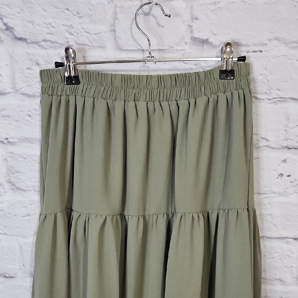 SHEIN Green Tiered Maxi Skirt Casual - Picture 5 of 6